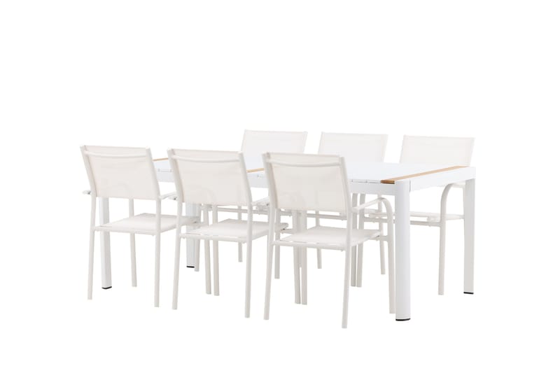 Togo Matgrupp Utomhus 200 cm Rektangulär med 6 Santorini Utestolar - Natur - Utemöbler - Utegrupp - Matgrupper utomhus