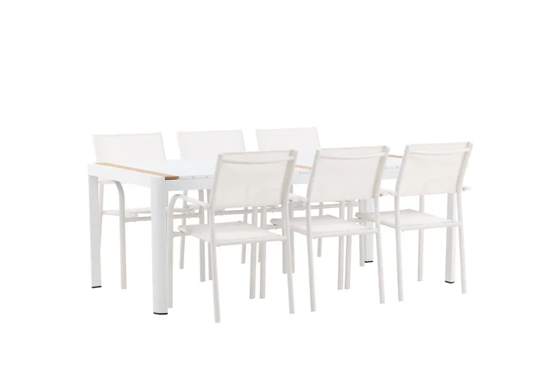 Togo Matgrupp Utomhus 200 cm Rektangulär med 6 Santorini Utestolar - Natur - Utemöbler - Utegrupp - Matgrupper utomhus