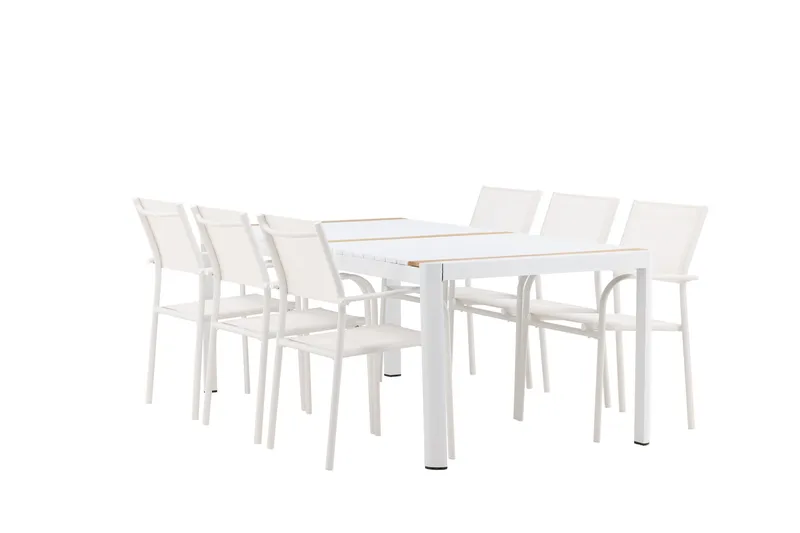 Togo Matgrupp Utomhus 200 cm Rektangulär med 6 Santorini Utestolar - Natur - Utemöbler - Utegrupp - Matgrupper utomhus