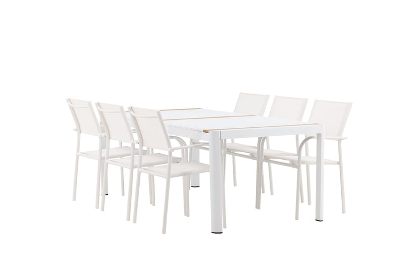 Togo Matgrupp Utomhus 200 cm Rektangulär med 6 Santorini Utestolar - Natur - Utemöbler - Utegrupp - Matgrupper utomhus