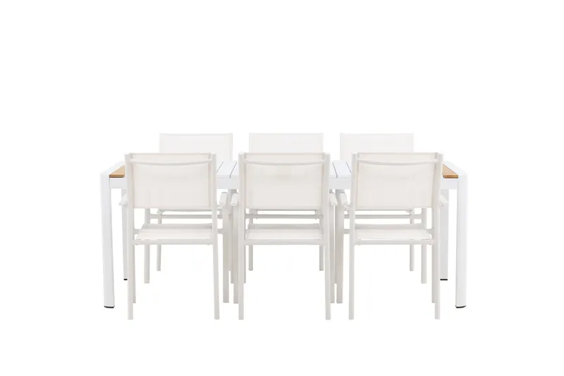 Togo Matgrupp Utomhus 200 cm Rektangulär med 6 Santorini Utestolar - Natur - Utemöbler - Utegrupp - Matgrupper utomhus