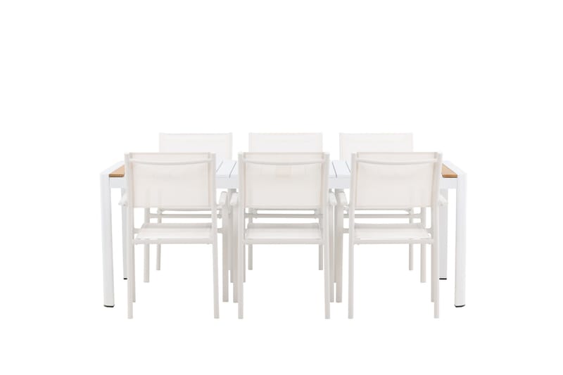 Togo Matgrupp Utomhus 200 cm Rektangulär med 6 Santorini Utestolar - Natur - Utemöbler - Utegrupp - Matgrupper utomhus