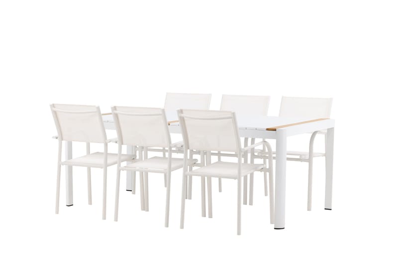 Togo Matgrupp Utomhus 200 cm Rektangulär med 6 Santorini Utestolar - Natur - Utemöbler - Utegrupp - Matgrupper utomhus