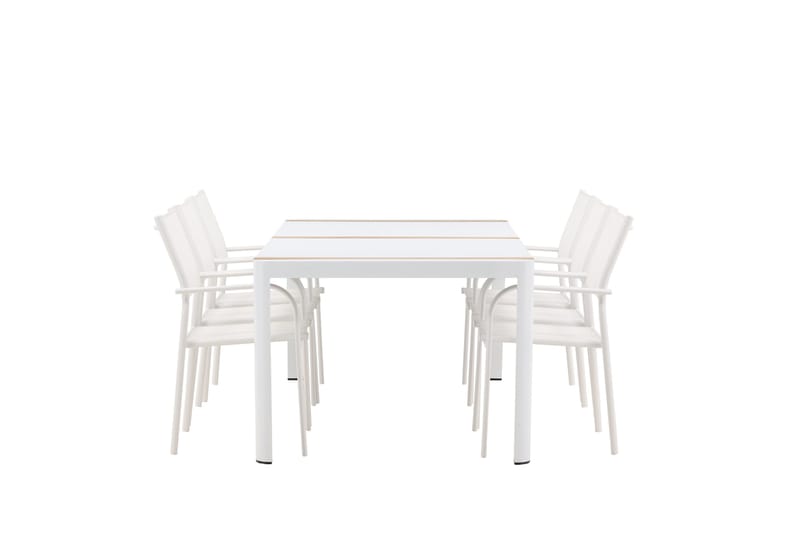 Togo Matgrupp Utomhus 200 cm Rektangulär med 6 Santorini Utestolar - Natur - Utemöbler - Utegrupp - Matgrupper utomhus