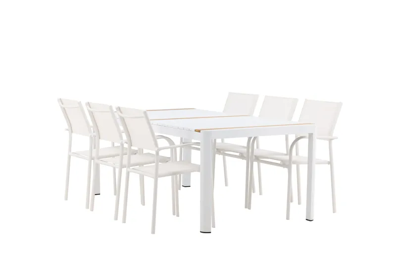 Togo Matgrupp Utomhus 200 cm Rektangulär med 6 Santorini Utestolar - Natur - Utemöbler - Utegrupp - Matgrupper utomhus