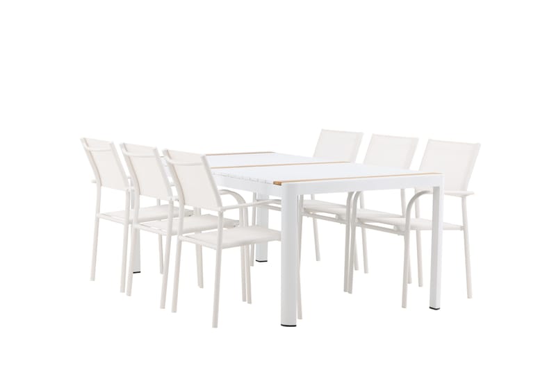 Togo Matgrupp Utomhus 200 cm Rektangulär med 6 Santorini Utestolar - Natur - Utemöbler - Utegrupp - Matgrupper utomhus