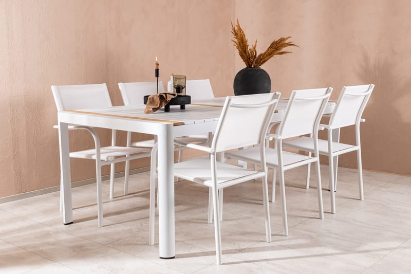 Togo Matgrupp Utomhus 200 cm Rektangulär med 6 Santorini Utestolar - Utemöbler - Utegrupp - Matgrupper utomhus