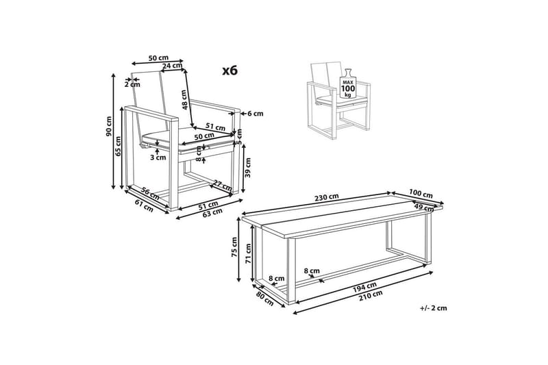 Trädgårdsgrupp Azzanello set om 6 - Utemöbler - Utegrupp - Matgrupper utomhus