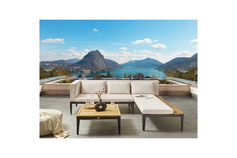 Trädgårdshörnsoffa med bord 3-sits Bracciano - Utemöbler - Utegrupp - Loungegrupp