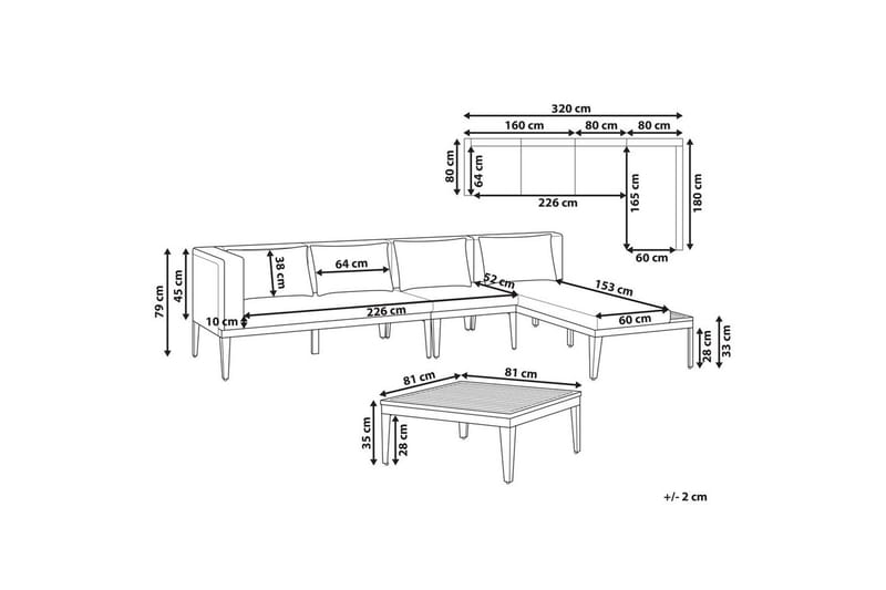 Trädgårdshörnsoffa med bord 4-sits Bracciano - Utemöbler - Utegrupp - Loungegrupp
