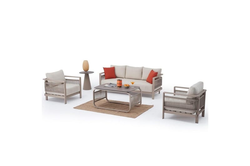 Trädgårdsloungeset Hungirr Beige - Beige - Utemöbler - Utegrupp - Loungegrupp