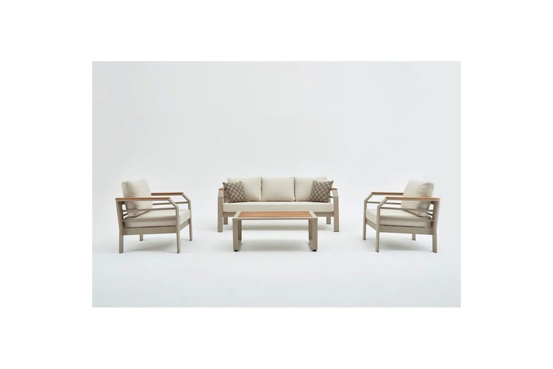 Trädgårdsloungeset Sudassento Beige - Beige - Utemöbler - Utegrupp - Loungegrupp