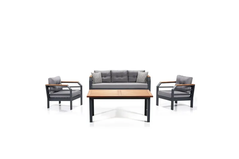 Trädgårdsloungeset Sudassento Grå / Svart, Grå / Svart