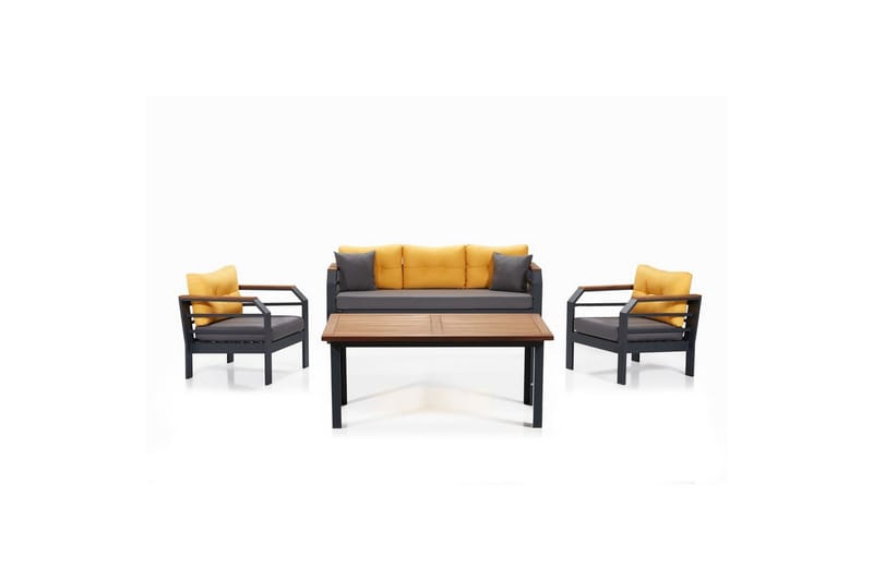 Trädgårdsloungeset Sudassento Gul / Grå / Svart, Gul / Grå / Svart