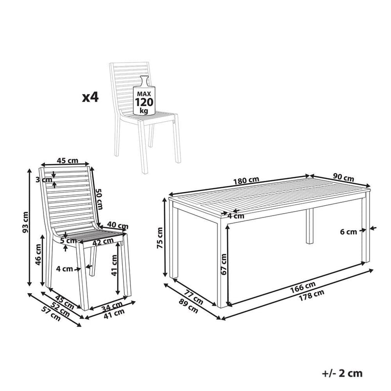 Trädgårdsmatgrupp 4-sits Ombriano - Utemöbler - Utegrupp - Matgrupper utomhus
