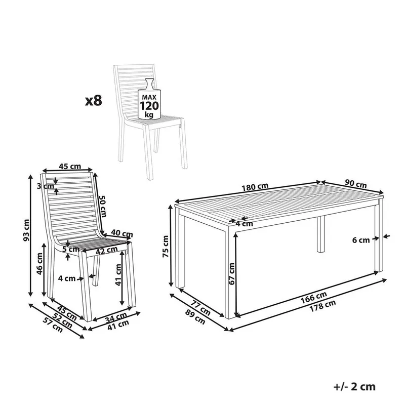 Trädgårdsmatgrupp 8-sits Ombriano - Utemöbler - Utegrupp - Matgrupper utomhus