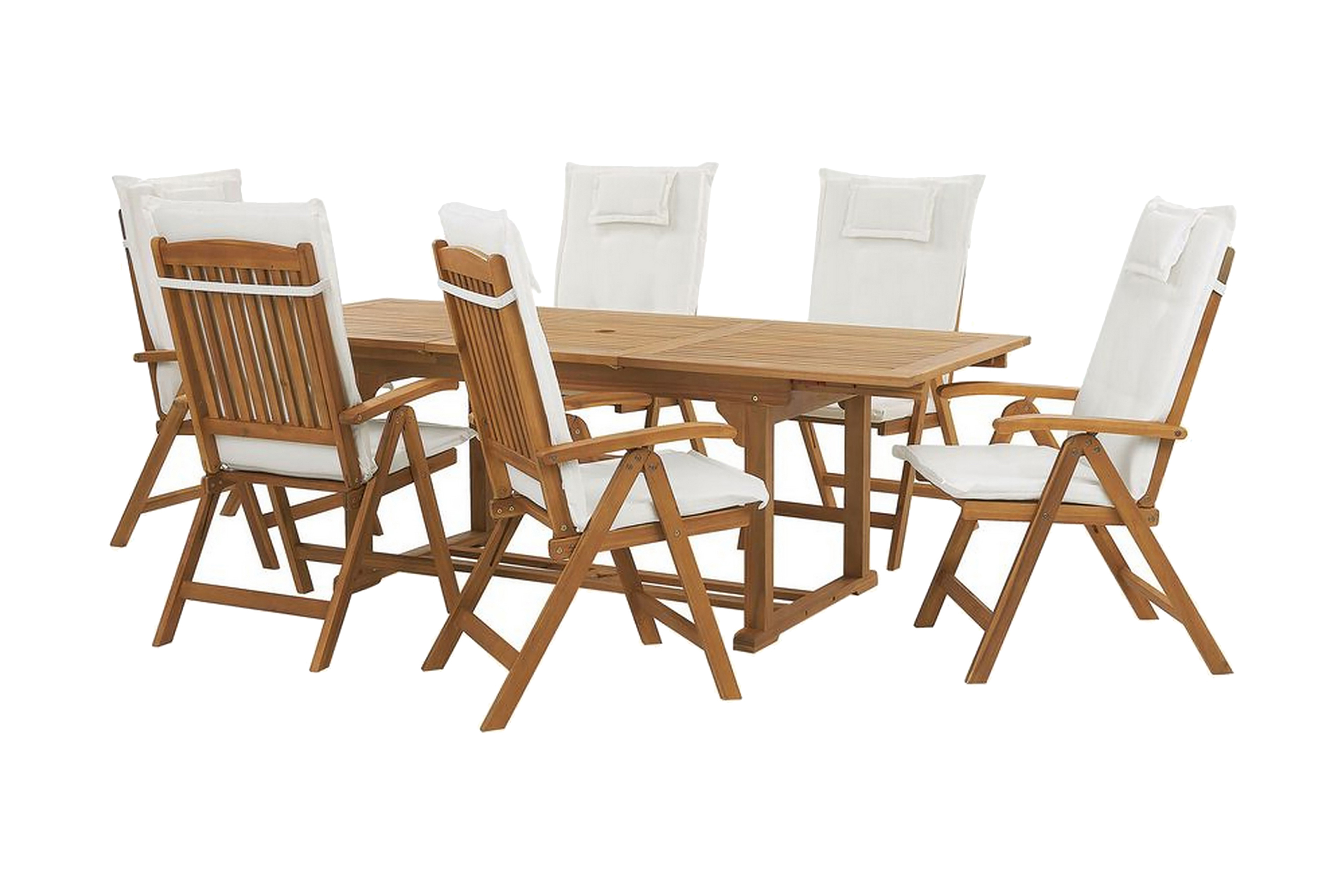 Trädgårdsmöbelset av bord och 6 stolar JAVA – Trä/natur