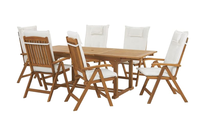 Trädgårdsmöbelset av bord och 6 stolar JAVA - Trä/natur - Matgrupper utomhus