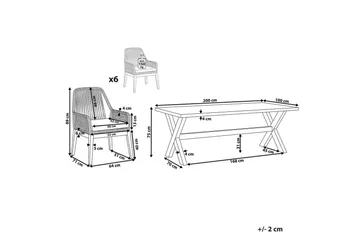 Trädgårdsmöbelset Olbia 6-sits Krämvit/svart/ljust trä - Krämvit/svart/ljust trä - Utemöbler - Utegrupp - Matgrupper utomhus