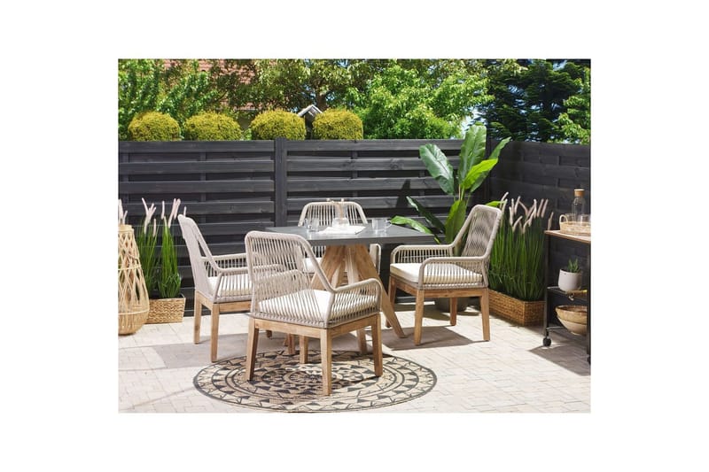 Trädgårdsmöbelset Olbia med fyrkantigt betongbord - Utemöbler - Utegrupp - Matgrupper utomhus