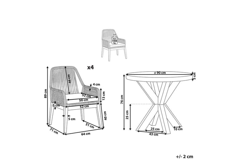 Trädgårdsmöbelset Olbia med runt betongbord - Utemöbler - Utegrupp - Matgrupper utomhus