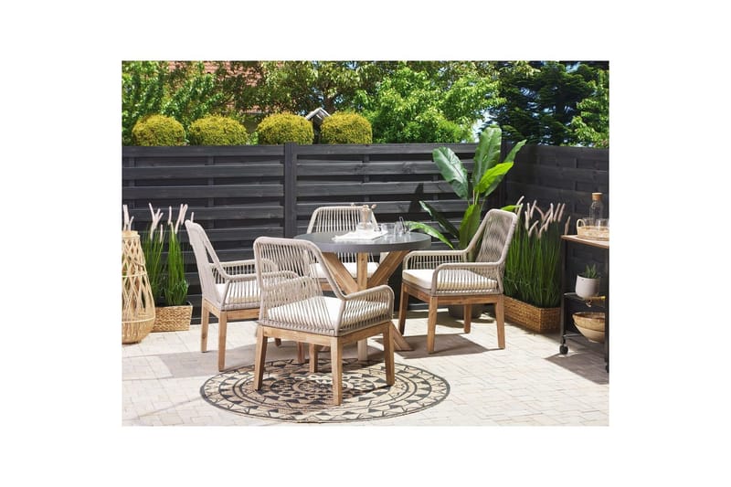 Trädgårdsmöbelset Olbia med runt betongbord - Utemöbler - Utegrupp - Matgrupper utomhus