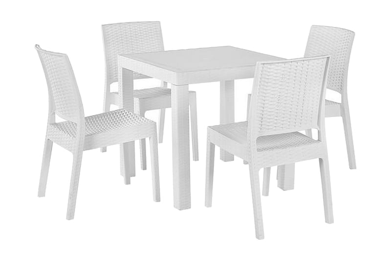 Trädgårdsset av bord och 4 stolar FOSSANO - Vit - Matgrupper utomhus
