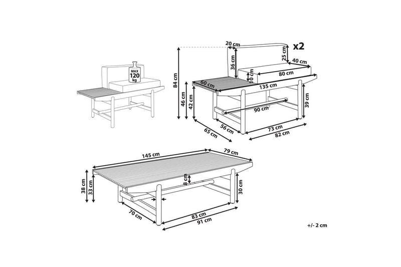 Trädgårdssoffgrupp 2-sits Giaveno - Utemöbler - Utegrupp - Loungegrupp