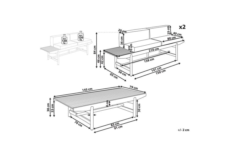 Trädgårdssoffgrupp 4-sits Giaveno - Utemöbler - Utegrupp - Loungegrupp