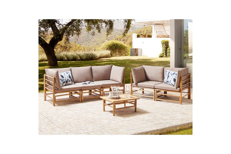 Trädgårdssoffgrupp Cerreto Beige/ljust trä - Beige/ljust trä - Utemöbler - Utegrupp - Loungegrupp