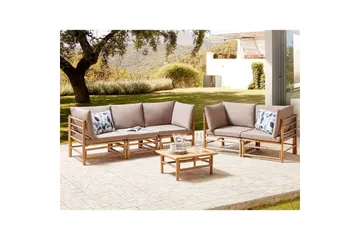 Trädgårdssoffgrupp Cerreto Beige/ljust trä - Beige/ljust trä - Utemöbler - Utegrupp - Loungegrupp