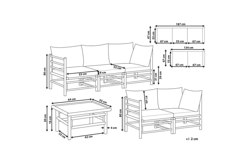 Trädgårdssoffgrupp Cerreto Beige/ljust trä - Beige/ljust trä - Utemöbler - Utegrupp - Loungegrupp