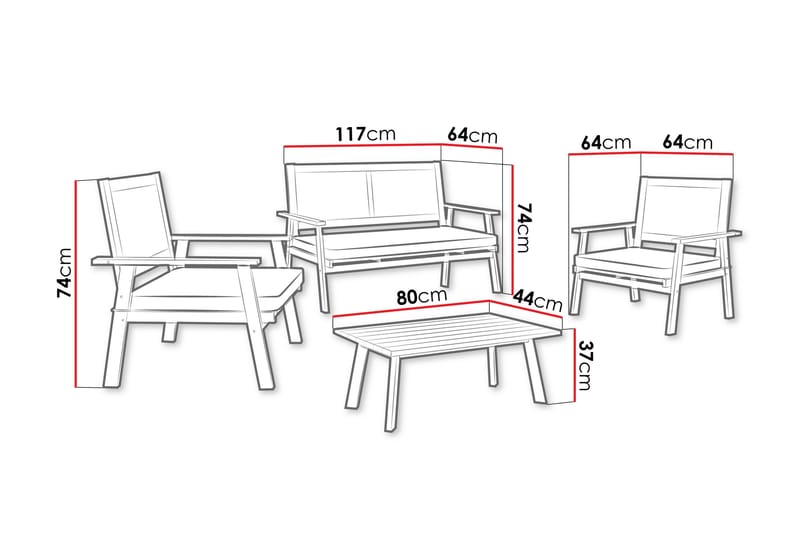 Tritante 4-sits Soffgrupp Utomhus - Loungegrupp balkong terrass uteplats - Brun - Utemöbler - Utegrupp - Loungegrupp