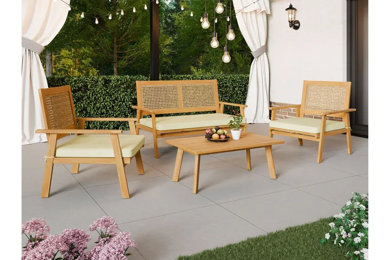 Tritante 4-sits Soffgrupp Utomhus - Loungegrupp balkong terrass uteplats - Brun - Utemöbler - Utegrupp - Loungegrupp