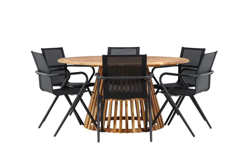 Tucumán Matgrupp Utomhus 120 cm Rund med 6 Alina Utestolar - Natur - Utemöbler - Utegrupp - Matgrupper utomhus