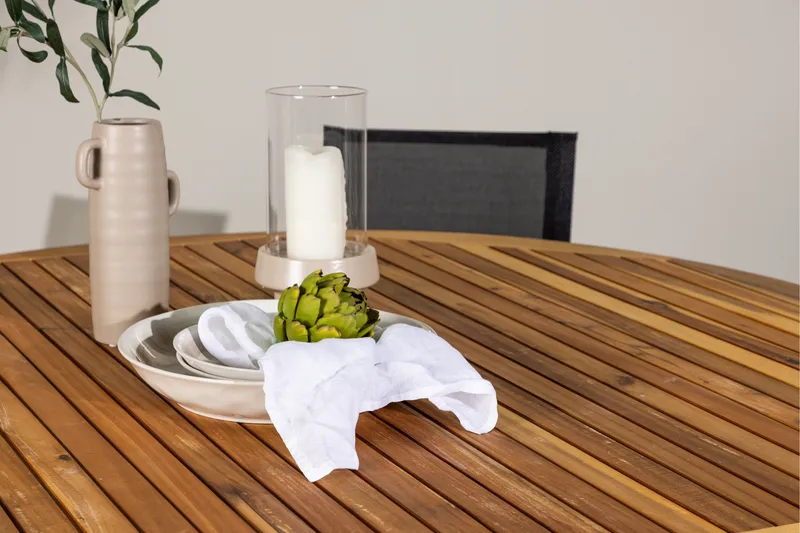 Tucumán Matgrupp Utomhus 120 cm Rund med 6 Alina Utestolar - Natur - Utemöbler - Utegrupp - Matgrupper utomhus