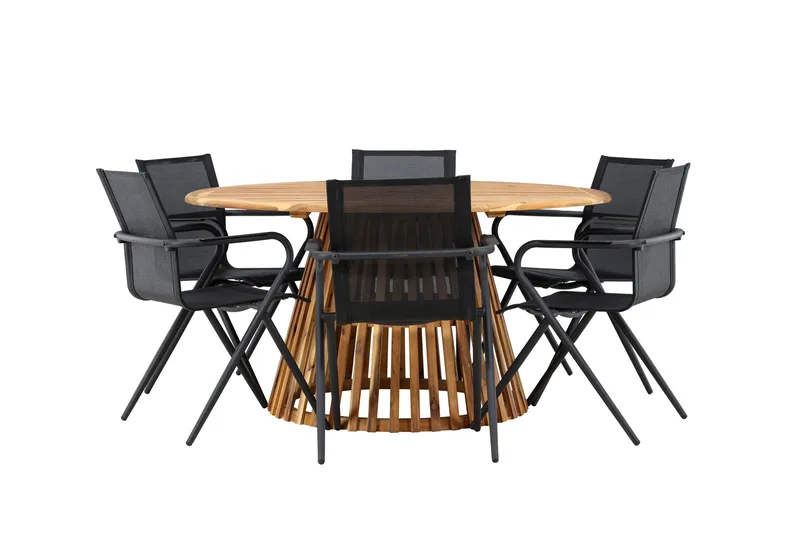 Tucumán Matgrupp Utomhus 120 cm Rund med 6 Alina Utestolar - Natur - Utemöbler - Utegrupp - Matgrupper utomhus