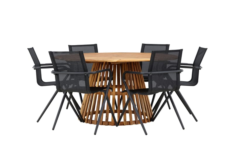 Tucumán Matgrupp Utomhus 120 cm Rund med 6 Alina Utestolar - Natur - Utemöbler - Utegrupp - Matgrupper utomhus