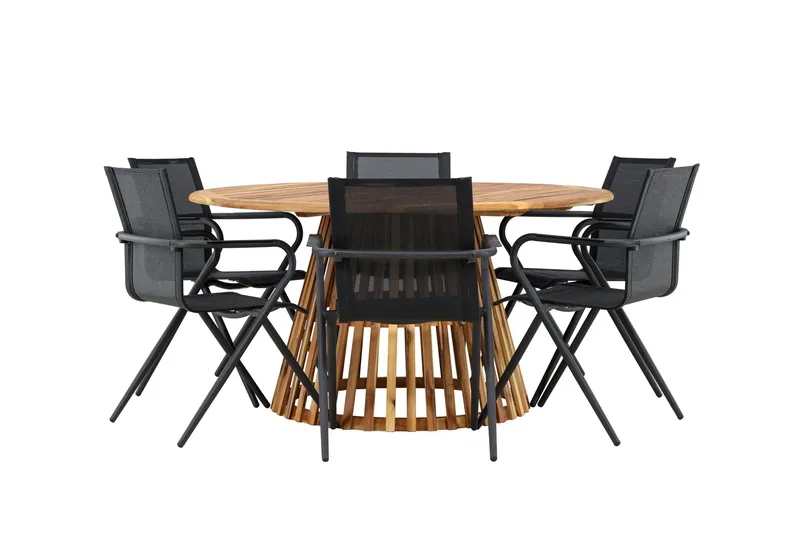 Tucumán Matgrupp Utomhus 120 cm Rund med 6 Alina Utestolar - Natur - Utemöbler - Utegrupp - Matgrupper utomhus