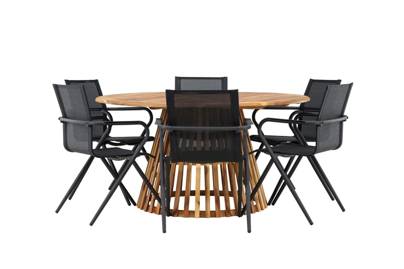 Tucumán Matgrupp Utomhus 120 cm Rund med 6 Alina Utestolar - Natur - Utemöbler - Utegrupp - Matgrupper utomhus