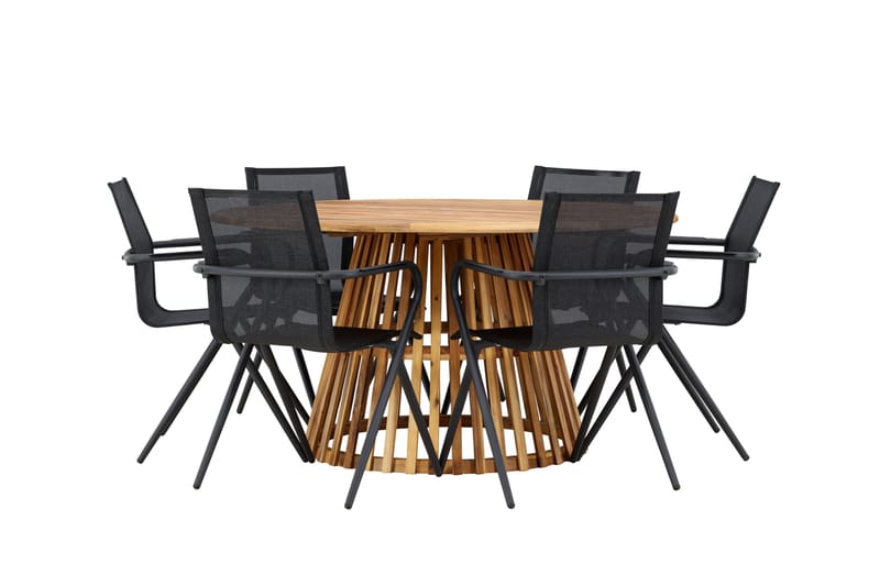Tucumán Matgrupp Utomhus 120 cm Rund med 6 Alina Utestolar - Natur - Utemöbler - Utegrupp - Matgrupper utomhus