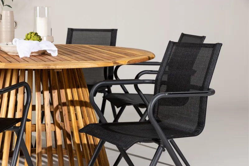 Tucumán Matgrupp Utomhus 120 cm Rund med 6 Alina Utestolar - Natur - Utemöbler - Utegrupp - Matgrupper utomhus