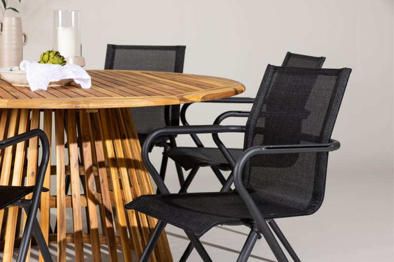 Tucumán Matgrupp Utomhus 120 cm Rund med 6 Alina Utestolar - Natur - Utemöbler - Utegrupp - Matgrupper utomhus