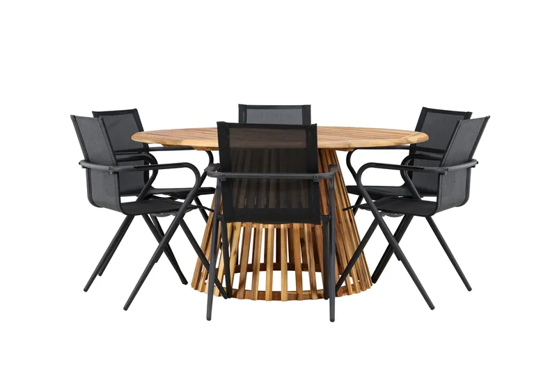 Tucumán Matgrupp Utomhus 120 cm Rund med 6 Alina Utestolar - Natur - Utemöbler - Utegrupp - Matgrupper utomhus