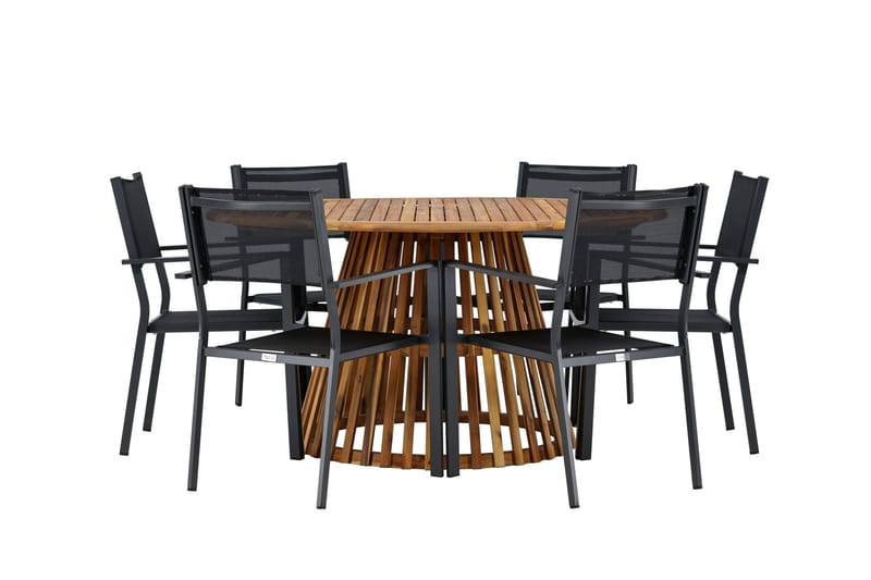 Tucumán Matgrupp Utomhus 120 cm Rund med 6 Copacabana Utestolar - Natur - Utemöbler - Utegrupp - Matgrupper utomhus