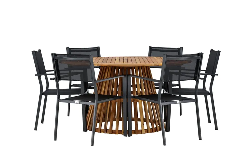 Tucumán Matgrupp Utomhus 120 cm Rund med 6 Copacabana Utestolar - Natur - Utemöbler - Utegrupp - Matgrupper utomhus