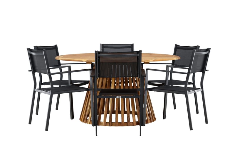 Tucumán Matgrupp Utomhus 120 cm Rund med 6 Copacabana Utestolar - Natur - Utemöbler - Utegrupp - Matgrupper utomhus