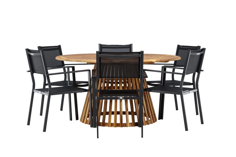 Tucumán Matgrupp Utomhus 120 cm Rund med 6 Copacabana Utestolar - Natur - Utemöbler - Utegrupp - Matgrupper utomhus