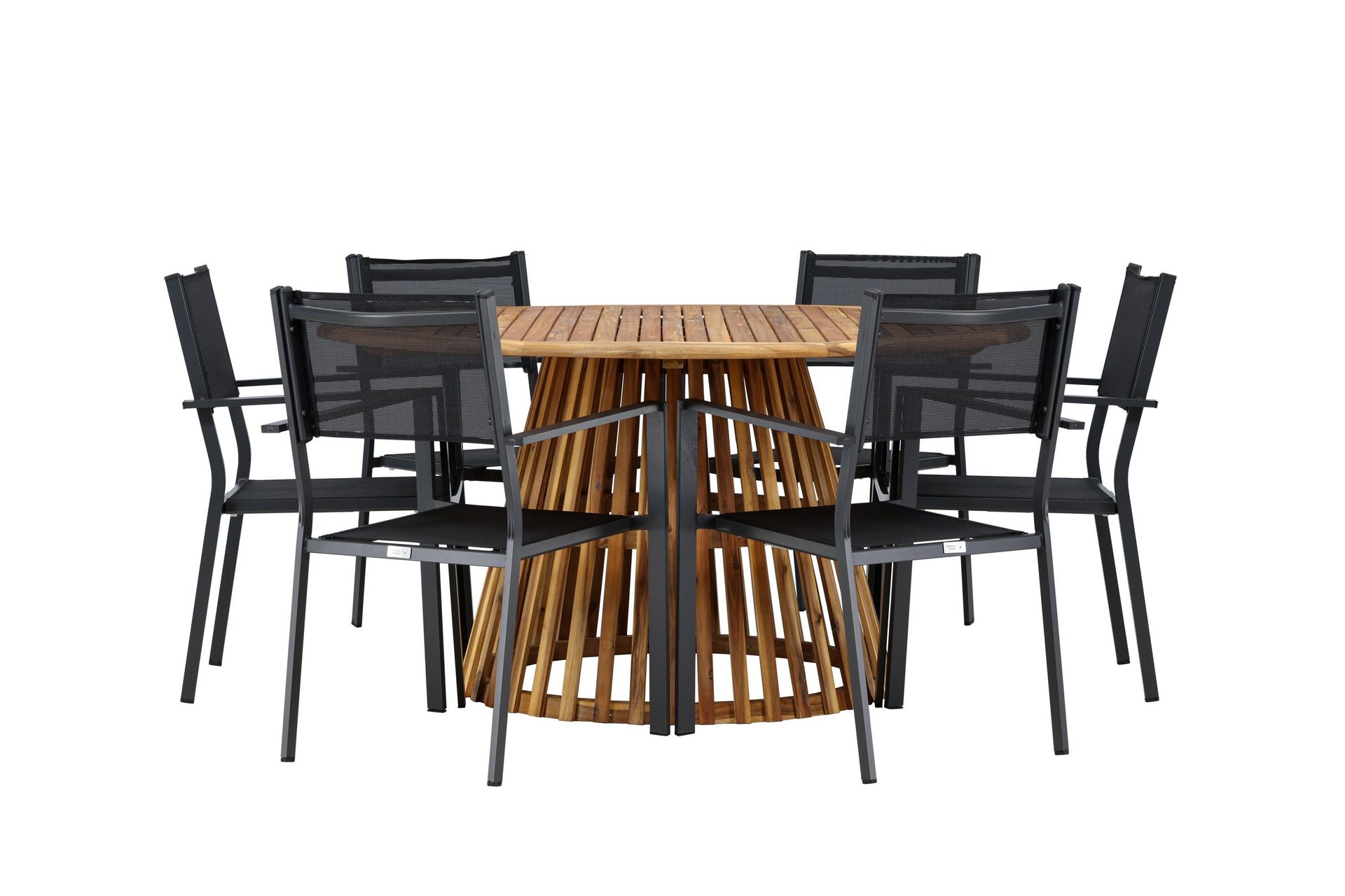 tucumán matgrupp utomhus 120 cm rund med 6 copacabana utestolar - natur