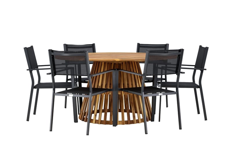 Tucumán Matgrupp Utomhus 120 cm Rund med 6 Copacabana Utestolar - Natur - Utemöbler - Utegrupp - Matgrupper utomhus